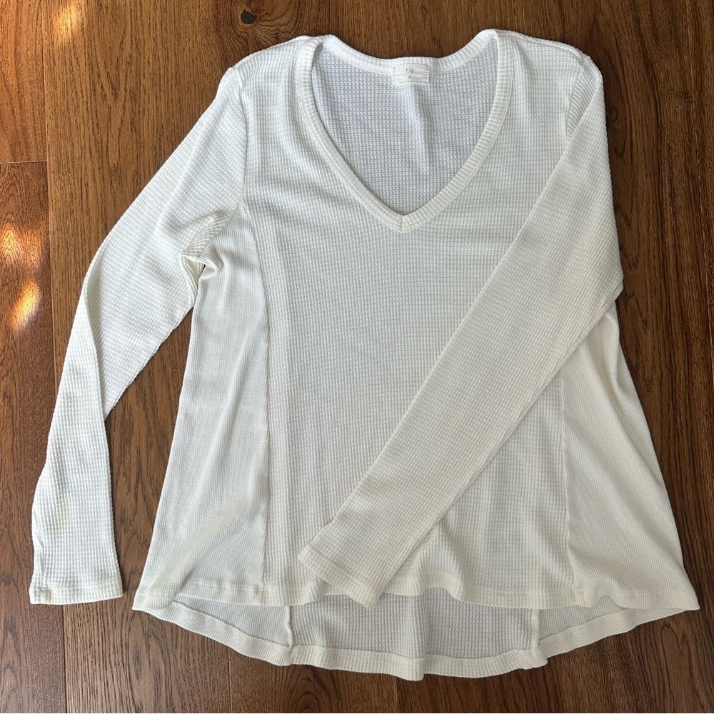 t.la by Anthropologie Vicky Waffle Knit Top, Ivory, Medium